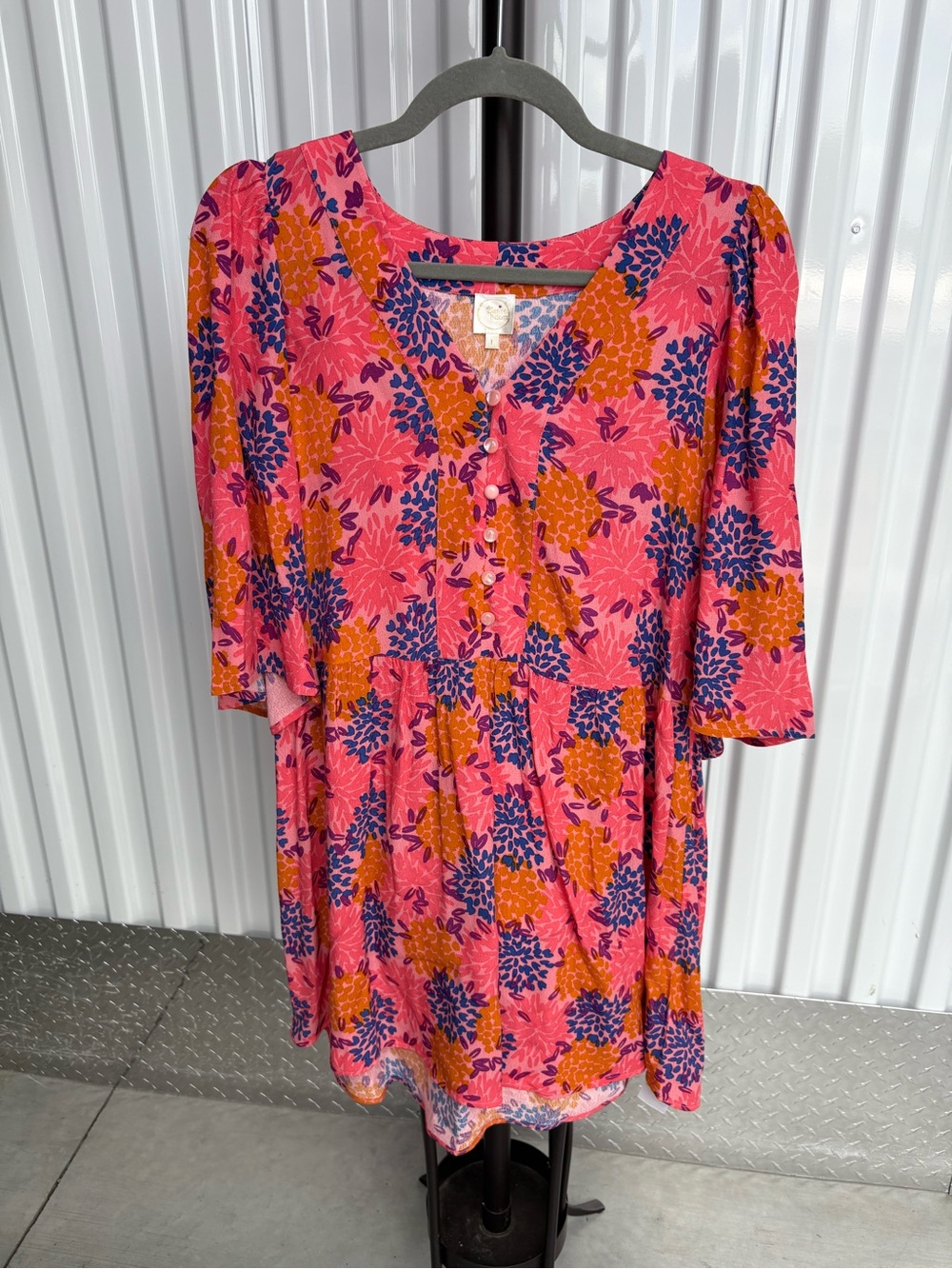Des Petit Hauts (France) Vibrant Floral Button-Front Tunic Dress - SIZE XS/S